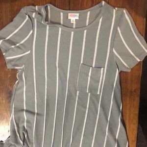 LulaRoe striped Carly Dress Grey and white